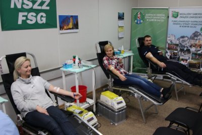 Krwiodawcy podczas akcji "spoKREWnieni służbą" na terenie KaOSG #6