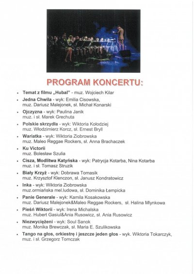 Program koncertu