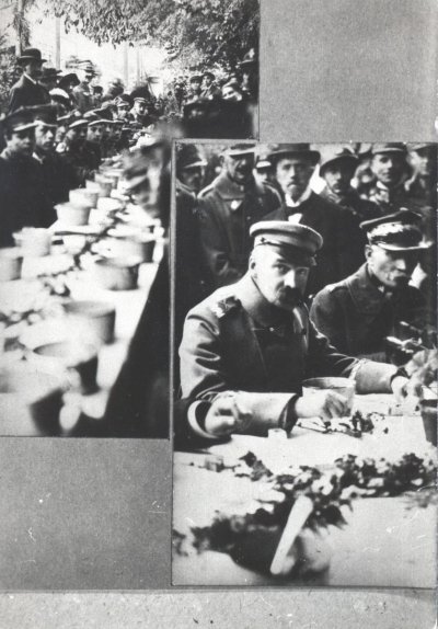 Marszałek Józef Piłsudski na obiedzie żołnierskim w 1 Pułku Strzelców Podhalańskich - ze zbiorów Muzeum Okręgowego w Nowym Sączu