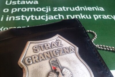 na ustawie o promocji zatrudniania i instytucjach rynku pracy leży odznaka funkcjonariusza SG