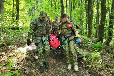 Nielegalni migranci, dwa pościgi i transport osoby poszkodowanej w trudnym terenie